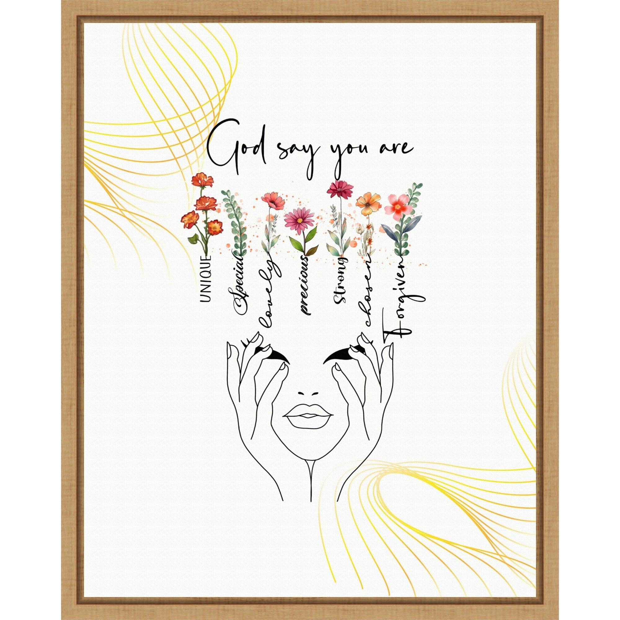 God Says You Are Christian Art By Alva Jumath Framed Canvas Wall Art Print