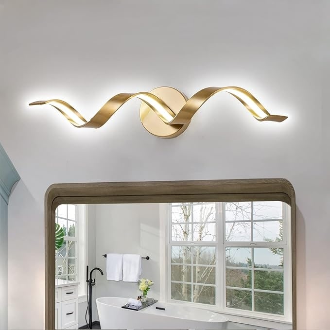 Gold Bathroom Light Fixtures 24 Inch Spiral Design Modern Led Bathroom Vanity Lights Over Mirror Wall Light Fixtures