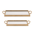 Gold Beaded Mirror Tray Set Of 2