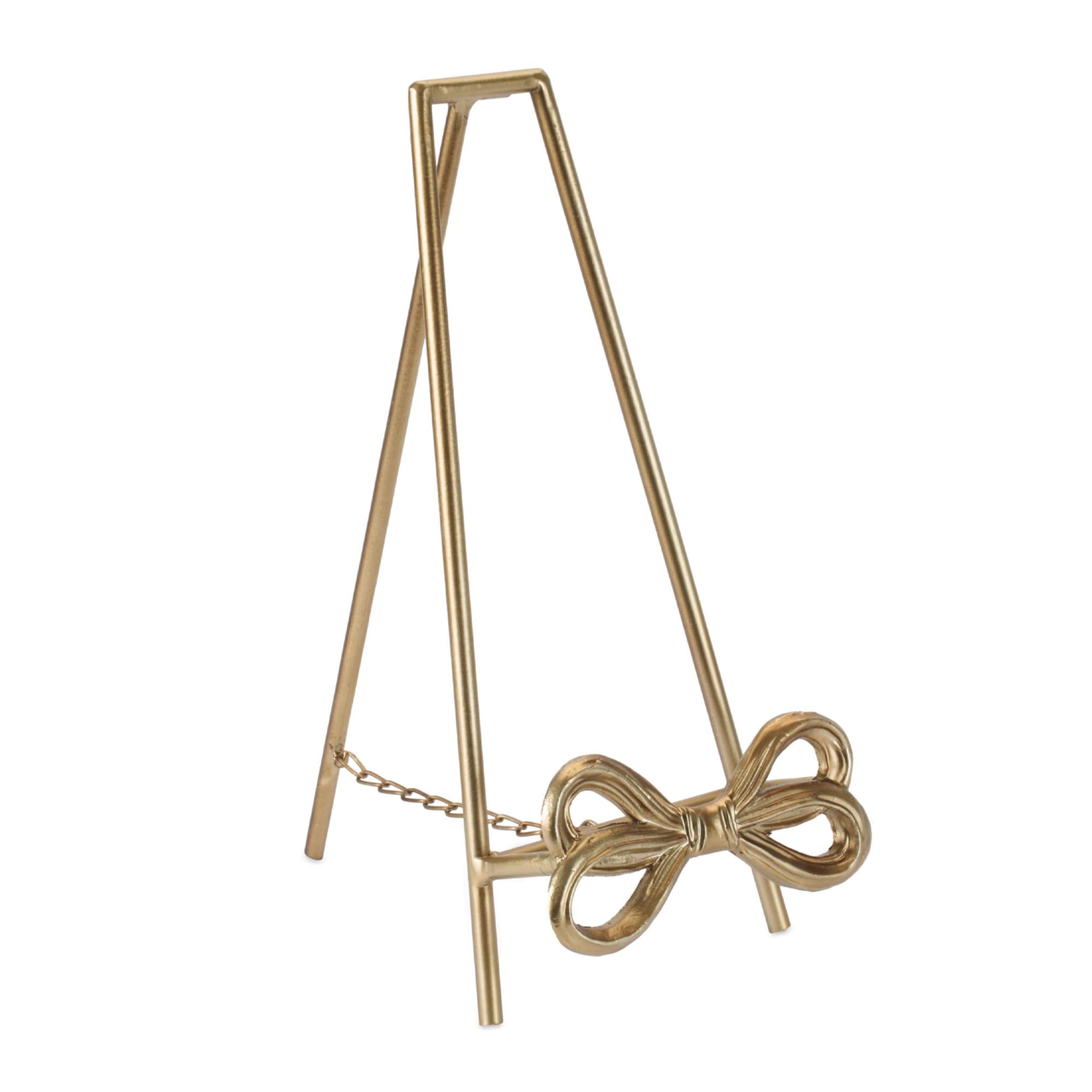 Gold Bow Plate Holder Easel 12.5 H