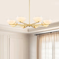 Gold Branched Chandelier Gradient White Semi Circle Glass Shades