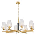 Gold Chandelier Ribbed Glass Shades Modern Dining Room Pendant Light