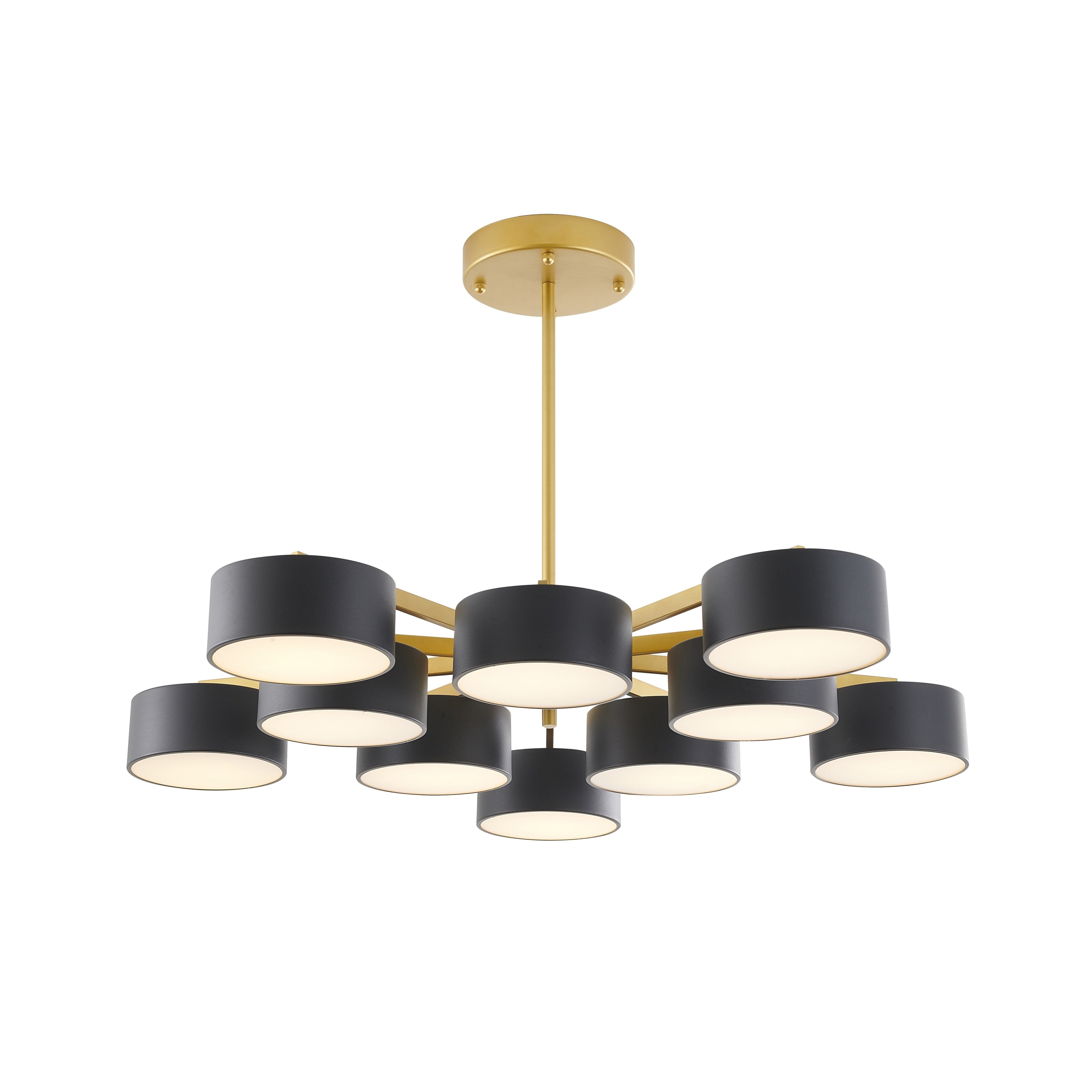 Gold Iron Frame Flush Mount With Black Shades