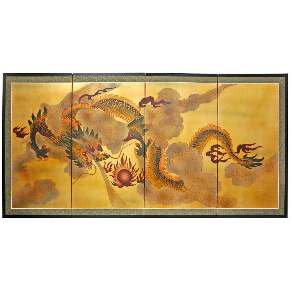 Gold Leaf Dragon In The Sky Silk Screen Painting China