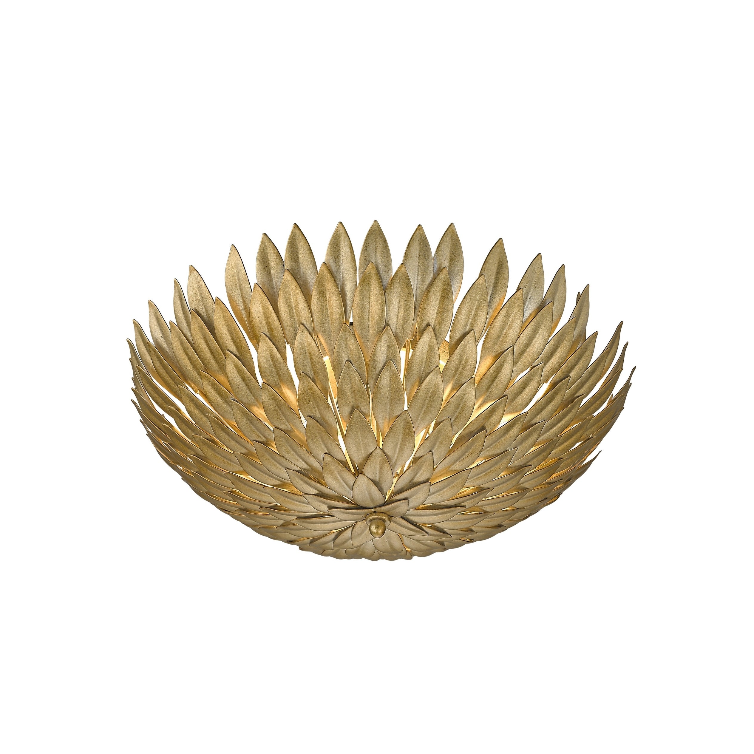 Gold Leaf Round Metal Frame Flush Mount