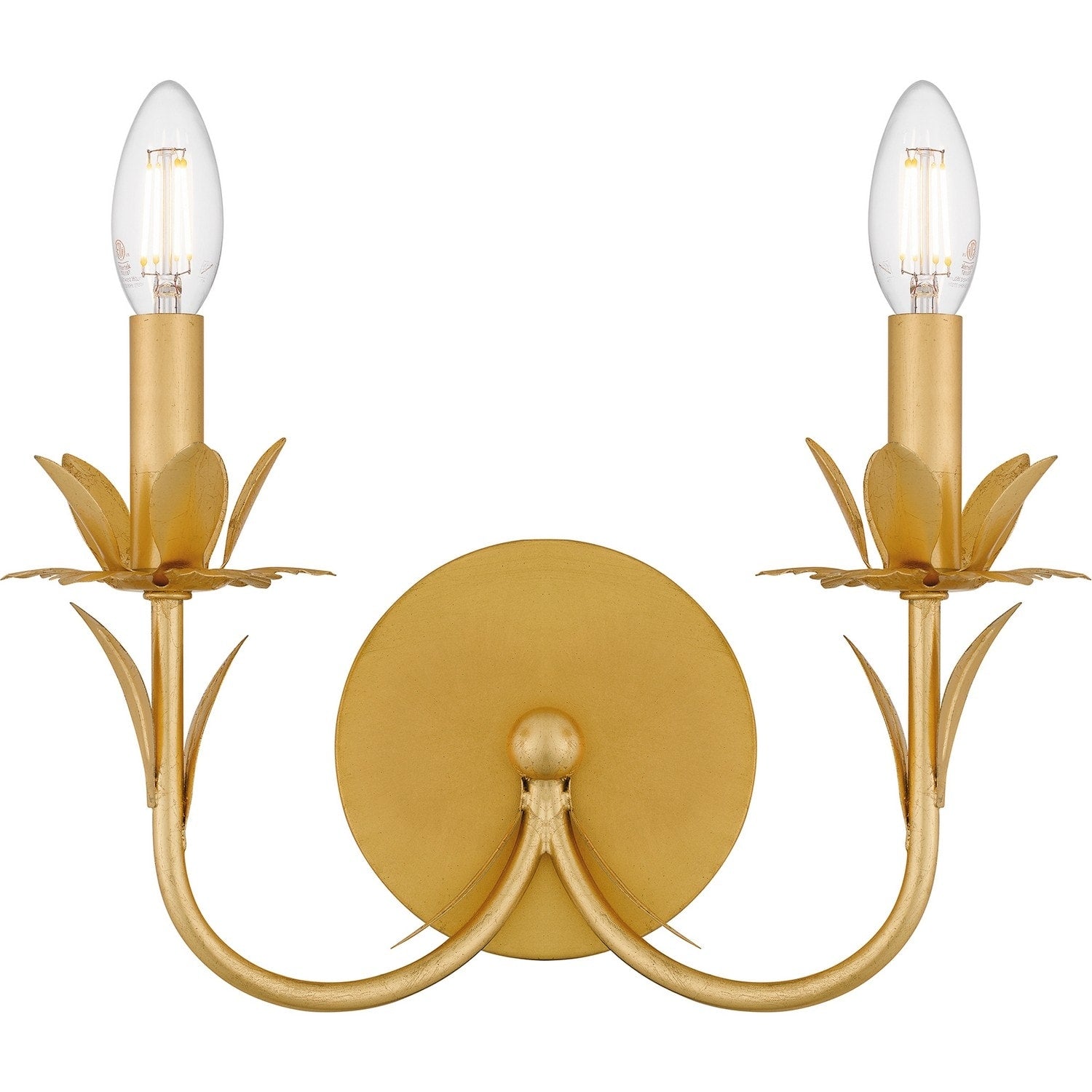 Gold Leaf Two Light Wall Sconce From The Maria Collection