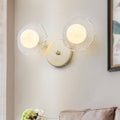 Gold Lotus Leaf Textured Glass Plate Wall Sconce Moon Globe Lampshade