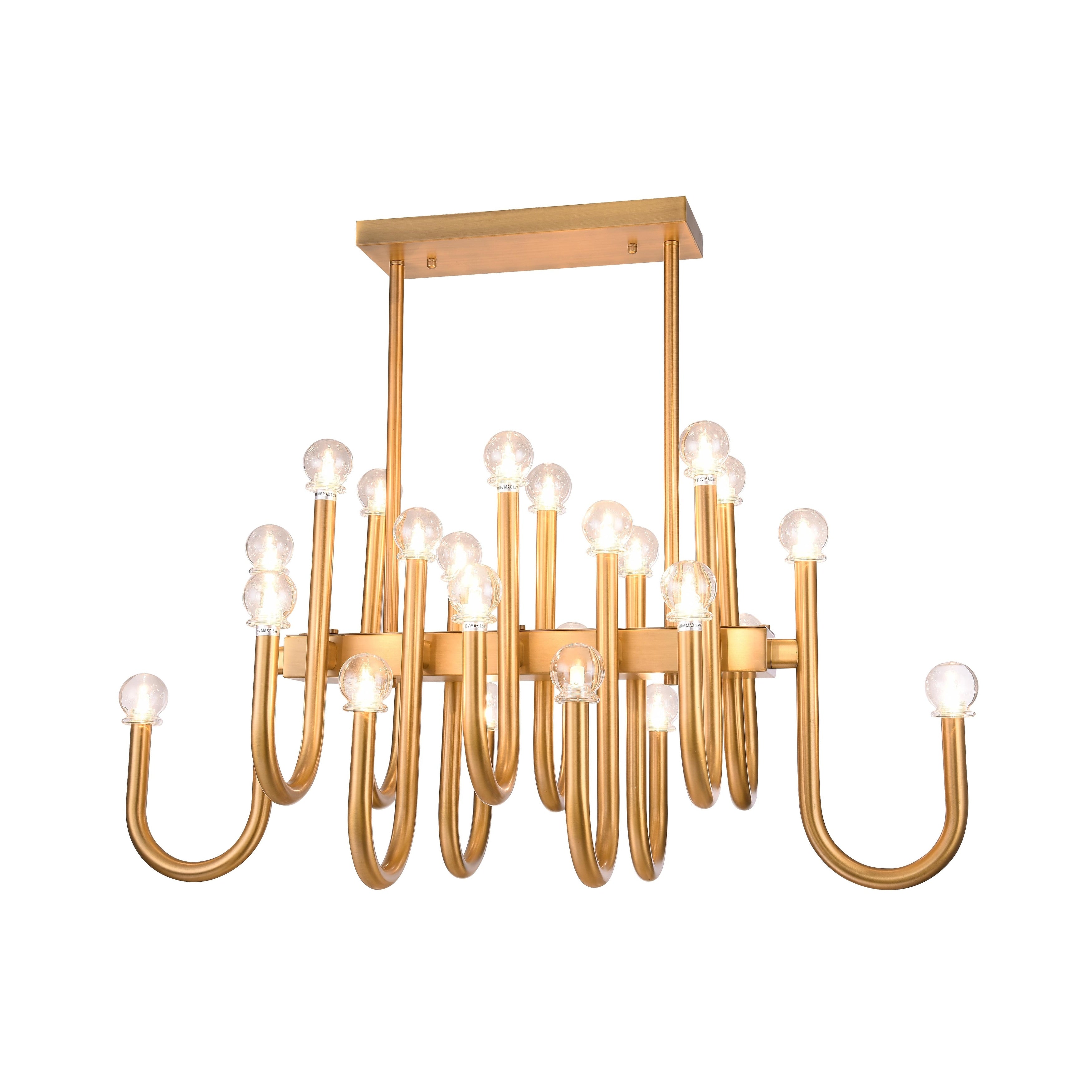 Gold Metal Ceiling Fixture With Glass Shades