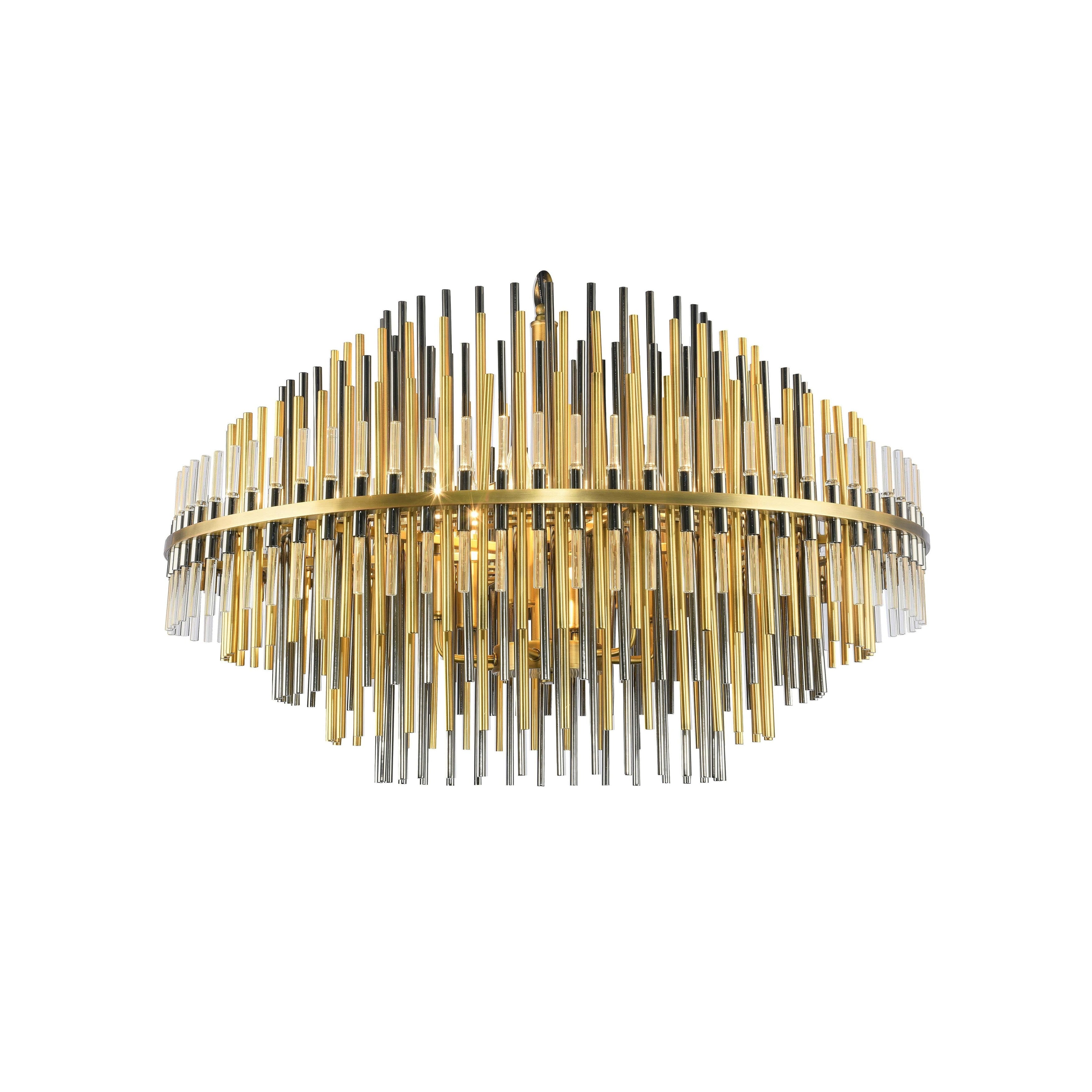 6 Light Gold Metal Fixture With Pearl Black Hardware