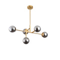 Gold Metal Ceiling Fixture With Smoke Glass Shades