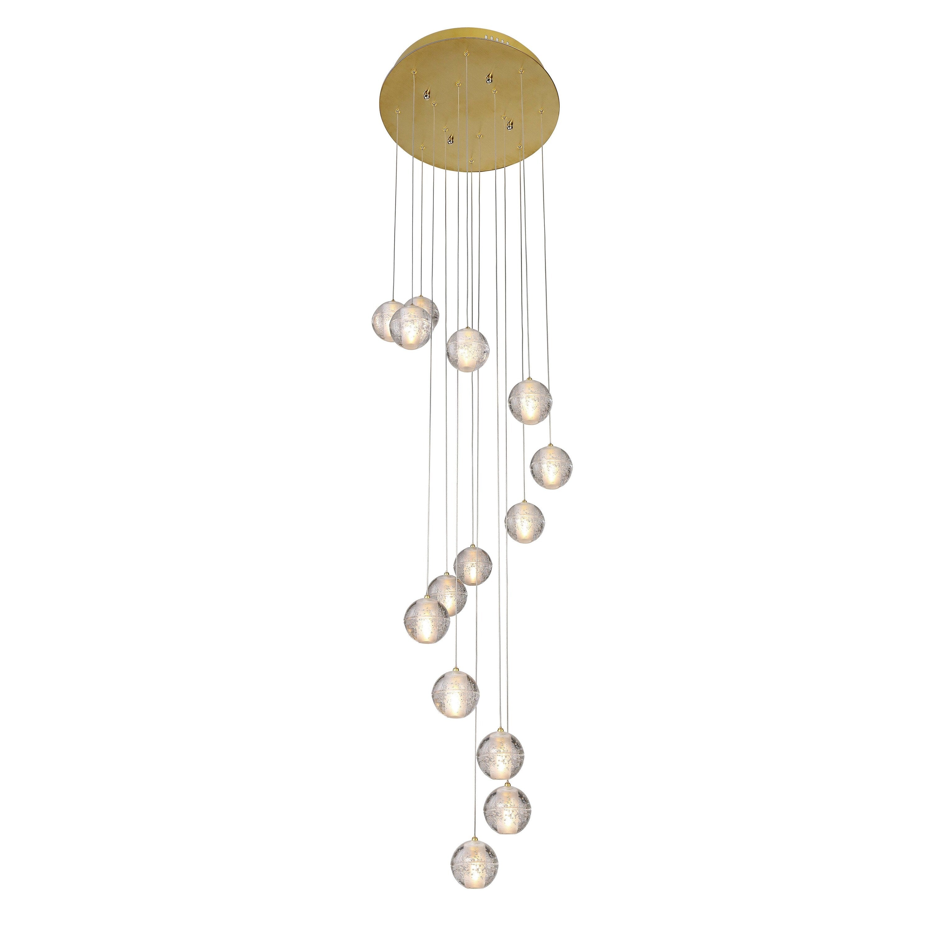 Gold Metal Chandelier With Clear Bubble Crystal Balls