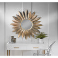 Gold Metal Starburst Feather Wall Mirror
