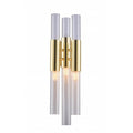 Gold Metal Wall Sconce With Clear Glass Tubes
