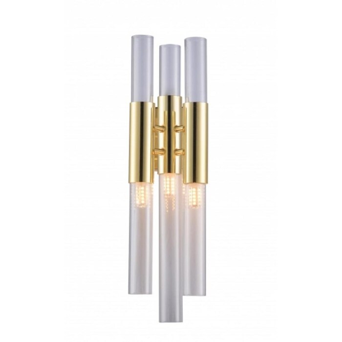 Gold Metal Wall Sconce With Clear Glass Tubes