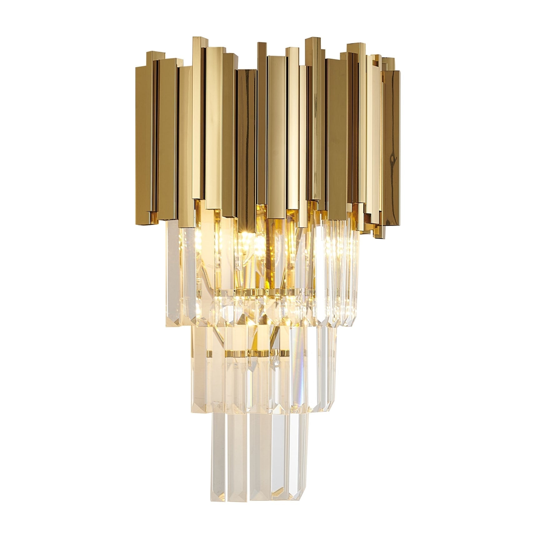 Gold Metal Wall Sconce With Crystal Drops