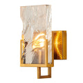 Gold Metal Wall Sconce With Glass Plaque
