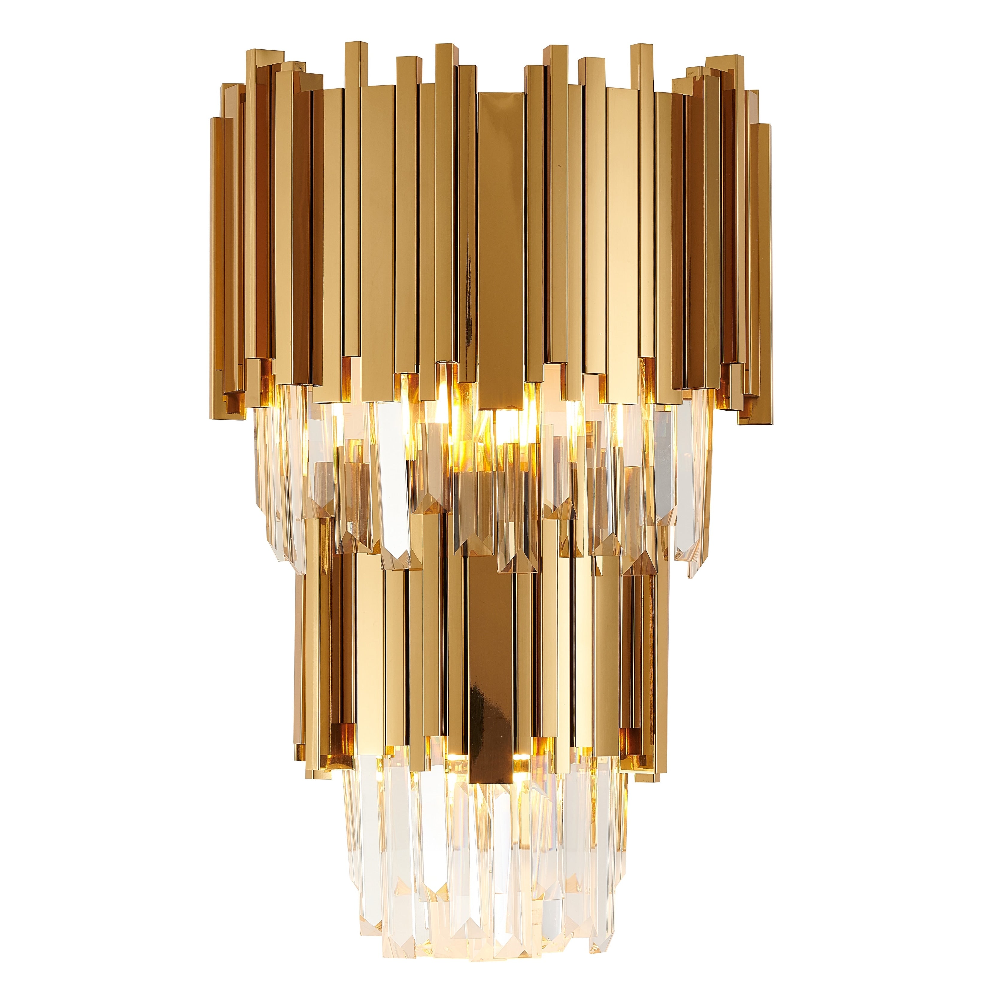 Gold Metal Wall Sconce With Crystal Drops