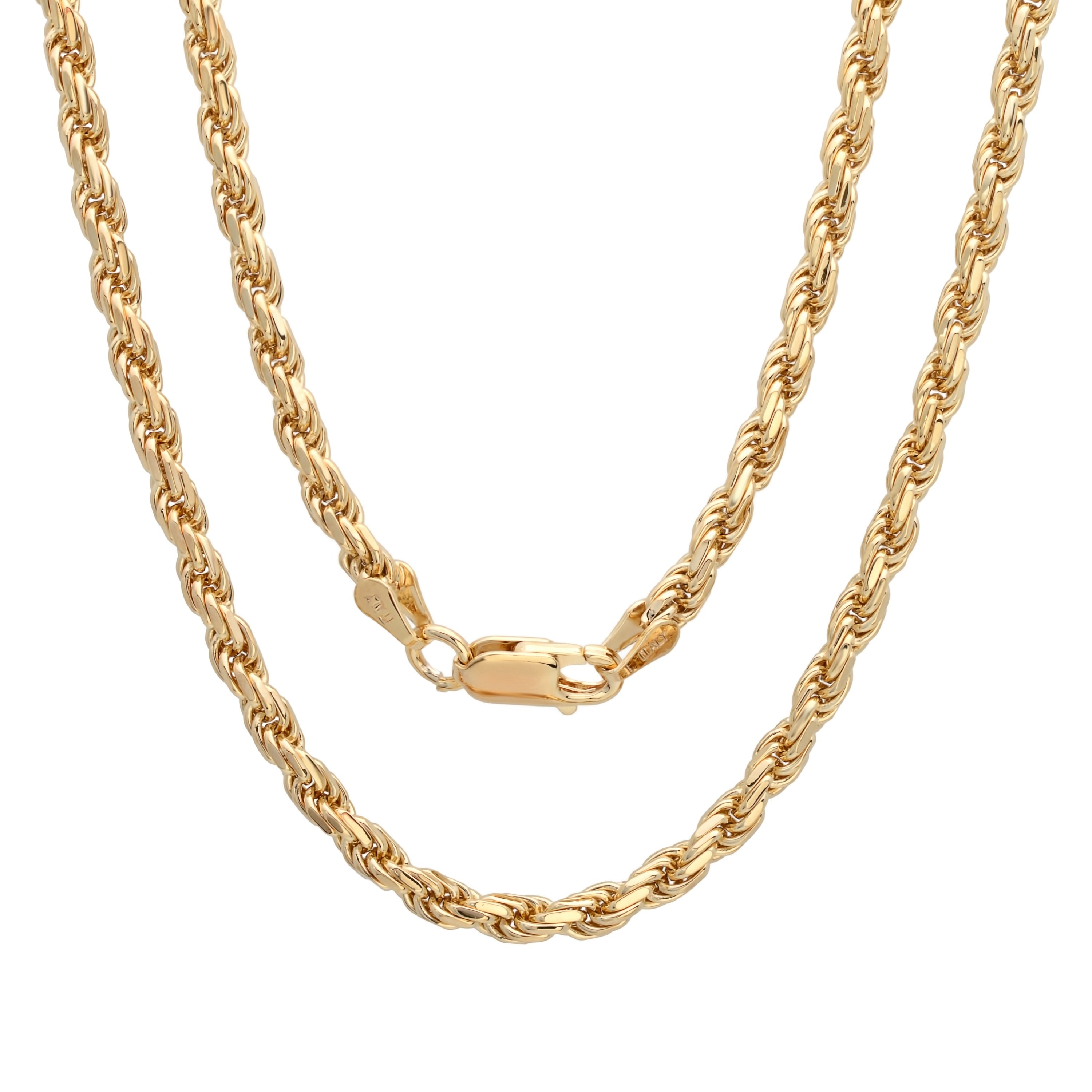 Gold Plated Silver 3 Mm Diamond Cut Rope Chain By Roberto Martinez