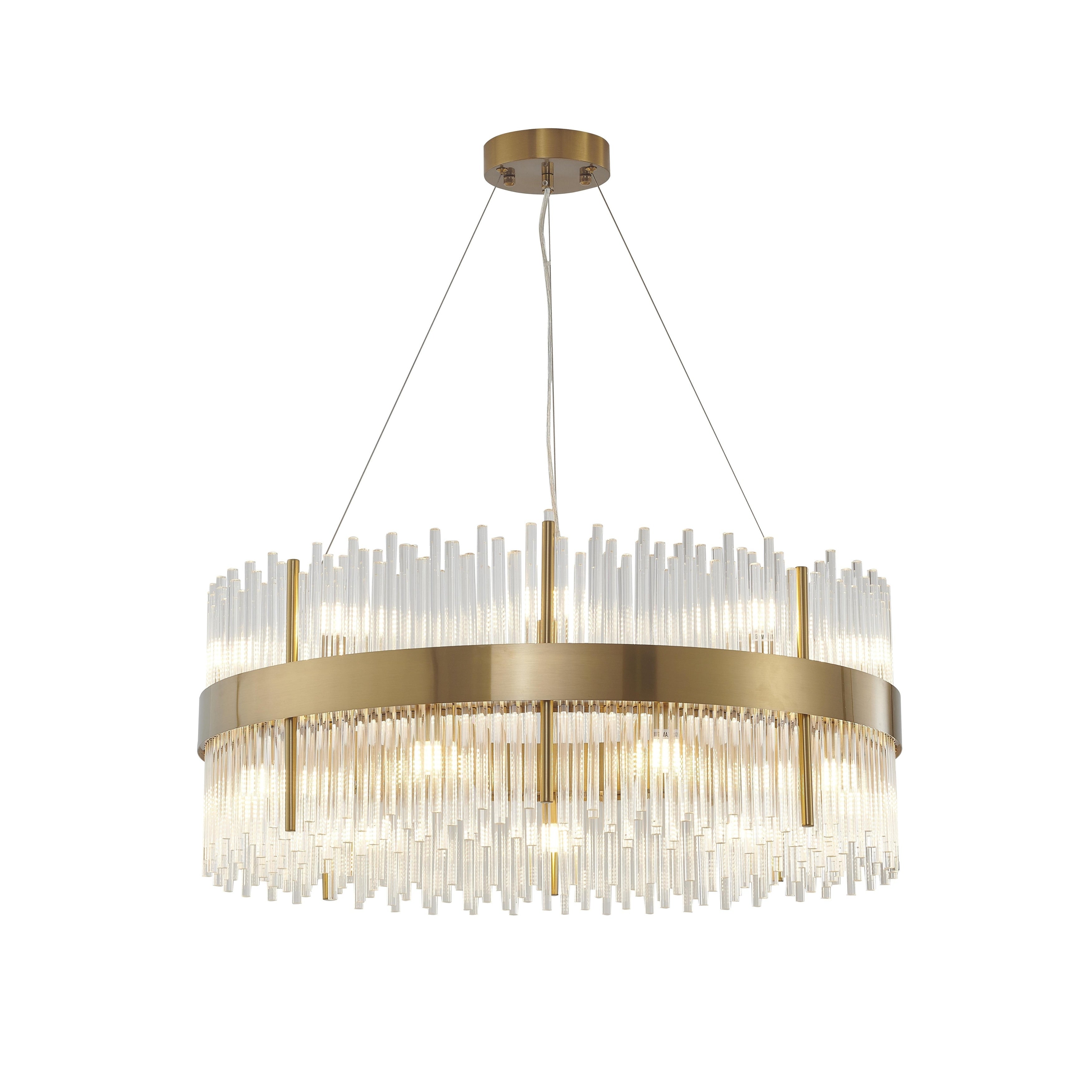 Gold Stainless Steel Chandelier With Clear Glass Rods