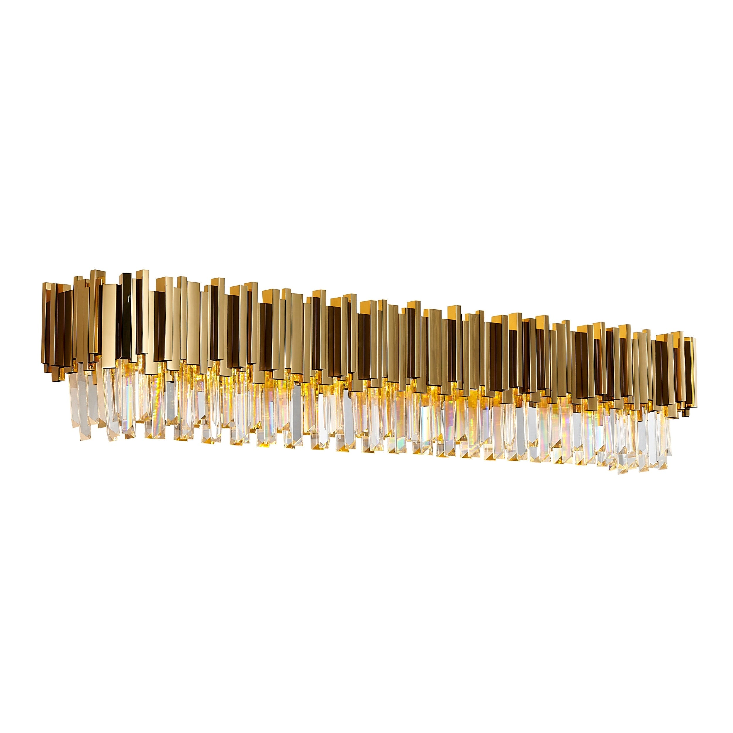 Gold Stainless Steel Wall Sconce With Crystal Drops