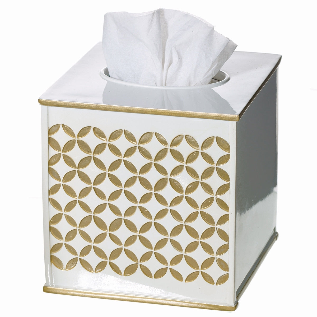 Gold Tissue Box Cover Square Diamond Lattice Collection