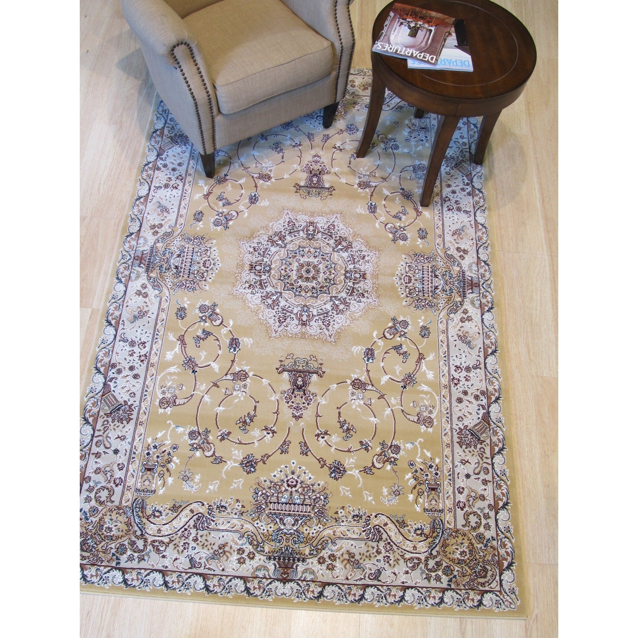 Gold Traditional Oriental Tabriz Rug 411 X 710
