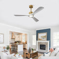 Gold White Walnut Ceiling Fan With Remote Control Light