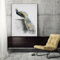 Golden Blue Peacock Feather Ii Premium Gallery Wrapped Canvas