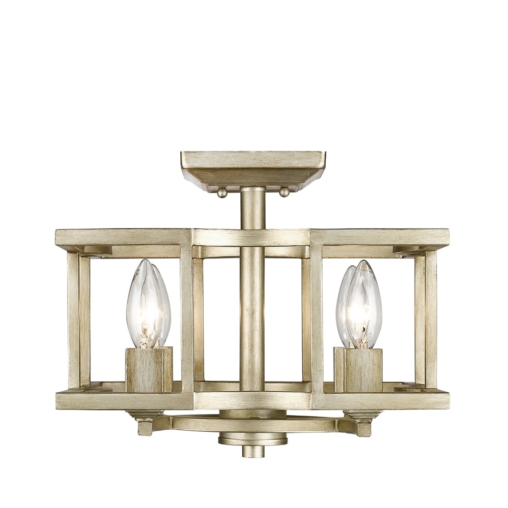Golden Lighting 7151 Sf Wg Bellare White Gold Finish Steel 4 Light Convertible Semi Flush
