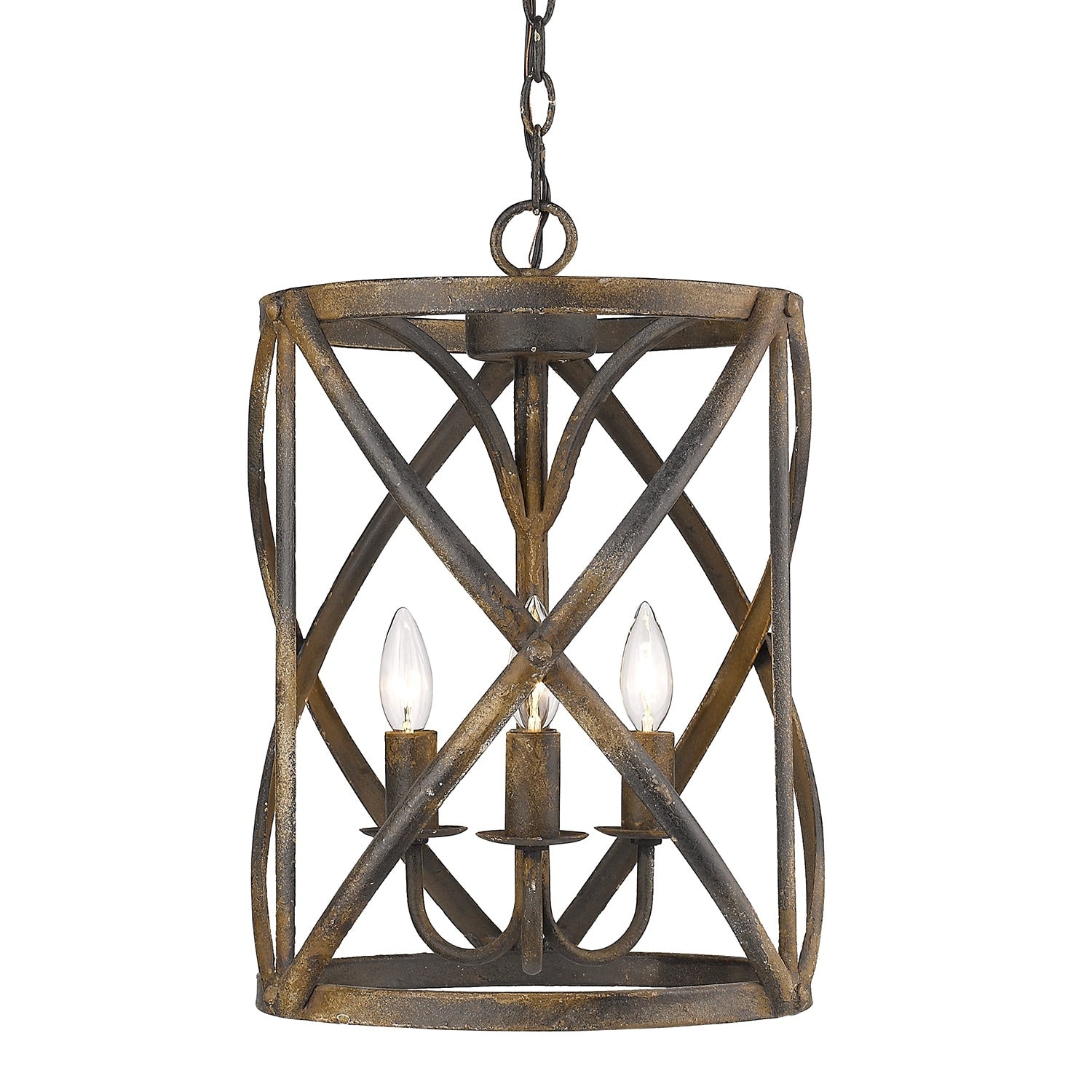 Golden Lighting Alcott 3 Light Antique Black Iron Pendant