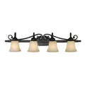 Golden Lighting Belle Meade Rubbed Bronze 4 Light Bath Vanity With Tea Stone Glass