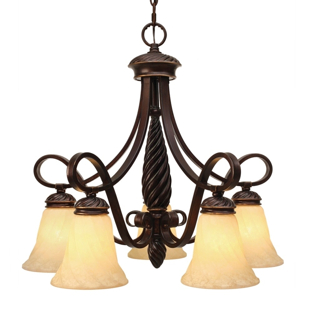 Golden Lighting Bronze Finish Steel 5 Light Torbellino Nook Chandelier