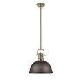 Golden Lighting Duncan 1 Light Pendant With Rod In Aged Brass With A Rubbed Bronze Shade