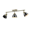Golden Lighting Duncan 3 Light Semi Flush Aged Brass Black Shades Track Light Fixture