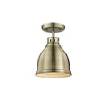 Golden Lighting Duncan Aged Brass Flush Mount Fixture