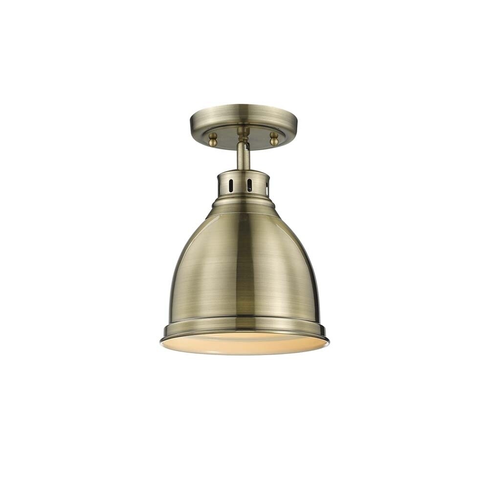 Golden Lighting Duncan Aged Brass Flush Mount Fixture