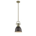 Golden Lighting Duncan Aged Brass Small Pendant With Rod And Rubbed Bronze Shade