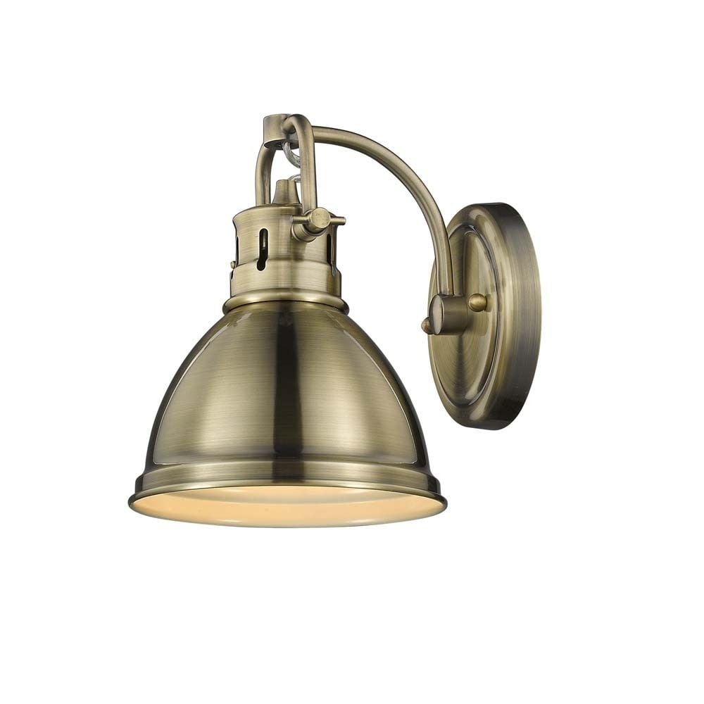 Golden Lighting Duncan Aged Brass Steel 1 Light Bath Vanity Light