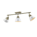 Golden Lighting Duncan Aged Brass Colored Steel 3 Light Semi Flush Track Light With White Shades