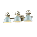 Golden Lighting Duncan Brass 3 Light Bath Vanity With Seafoam Shades