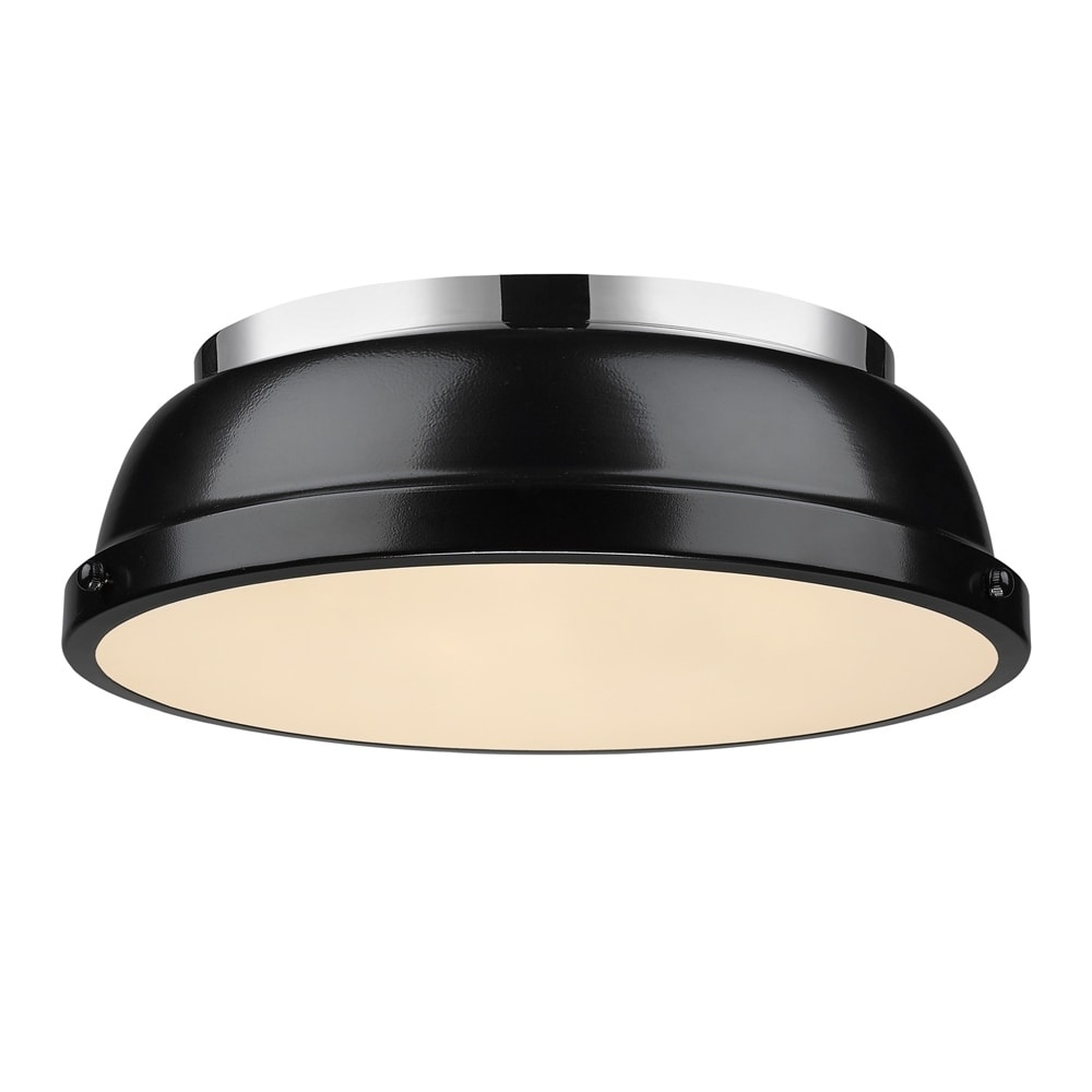 Golden Lighting Duncan Chrome 14 Flush Mount With Black Shade