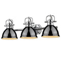 Golden Lighting Duncan Chrome 3 Light Bath Vanity With Black Shades