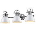 Golden Lighting Duncan Chrome 3 Light Bath Vanity With White Shades
