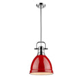 Golden Lighting Duncan Chrome Rod Red Shade Small Pendant