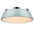 Golden Lighting Duncan Chrome With Seafoam Shade 14 Inch Flush Mount Light Fixture