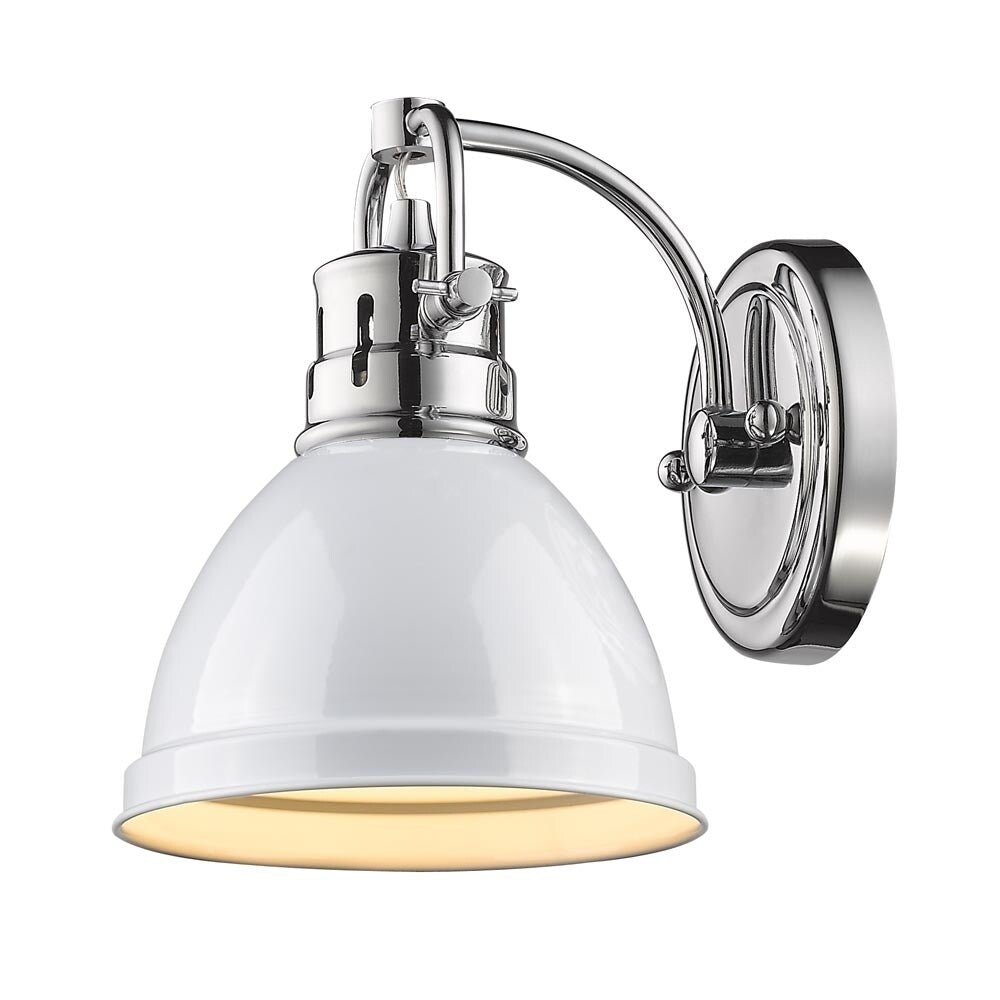 Golden Lighting Duncan Chrome And White Shade Steel 1 Light Bath Vanity