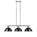 Golden Lighting Duncan Chrome With Black Shades 3 Light Linear Pendant Light