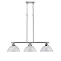 Golden Lighting Duncan Chrome With White Shades Steel 3 Light Linear Pendant