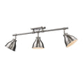 Golden Lighting Duncan Pewter 3 Light Semi Flush Track Light With Pewter Shades
