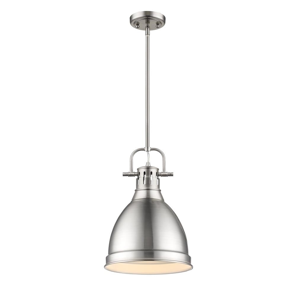 Golden Lighting Duncan Pewter Finish Steel Small Pendant Light With Rod